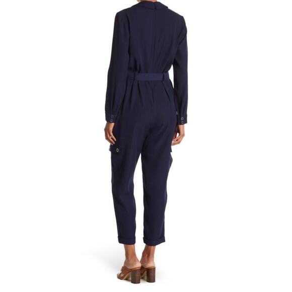 Ted Baker Navy Blue Lightweight Utility Cargo Minimalist Flan Jumpsuit 4 US 10 L - Picture 9 of 15